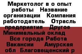 Маркетолог в/о опыт работы › Название организации ­ Компания-работодатель › Отрасль предприятия ­ Другое › Минимальный оклад ­ 1 - Все города Работа » Вакансии   . Амурская обл.,Благовещенский р-н